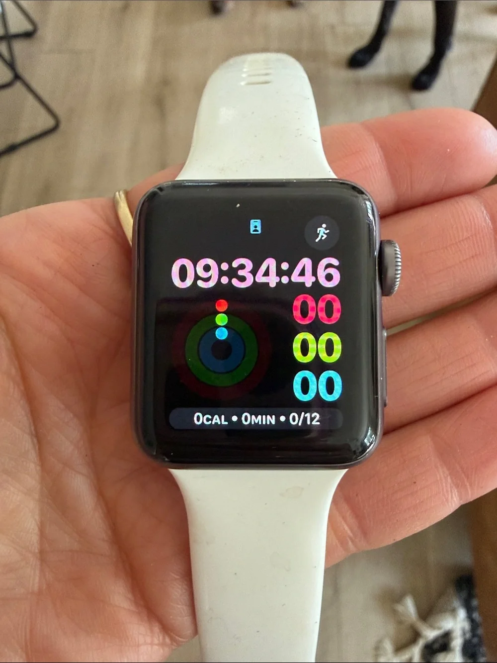 Apple Watch with White Sport Band and Black Case